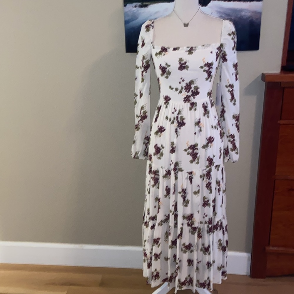 NWT New Reformation Kellie Grapevine Vineyard Grapes Indie Coquette Long Dress